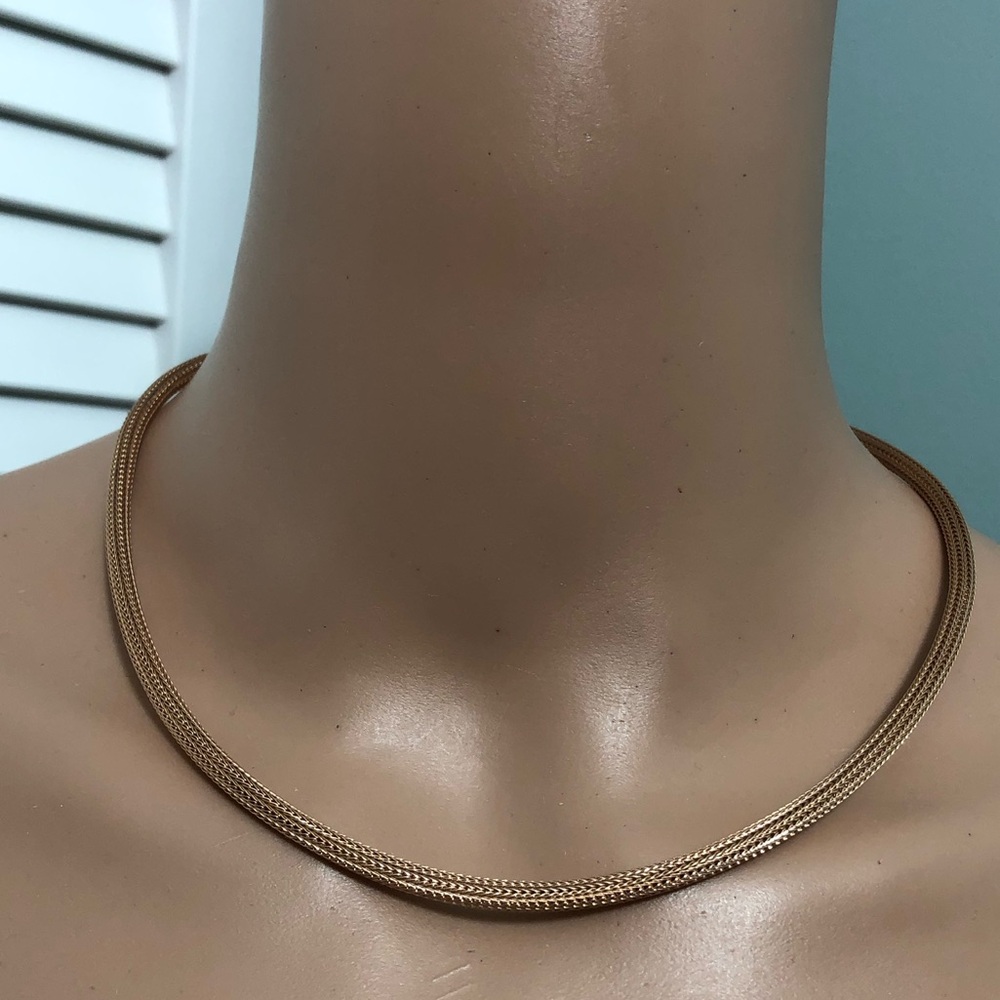 Vintage 925 Sterling Silver Military Italy  Rose Gold Plated Mesh Tube